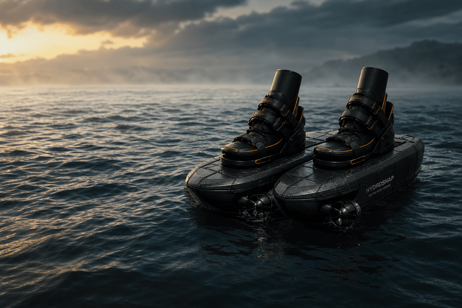 Hydreon motorized water-ski shoes on open water